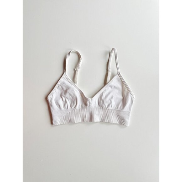 LULULEMON Ebb To Street II White Seamless Ribbed Long Line Sports Bra, Size 6 - Picture 5 of 16